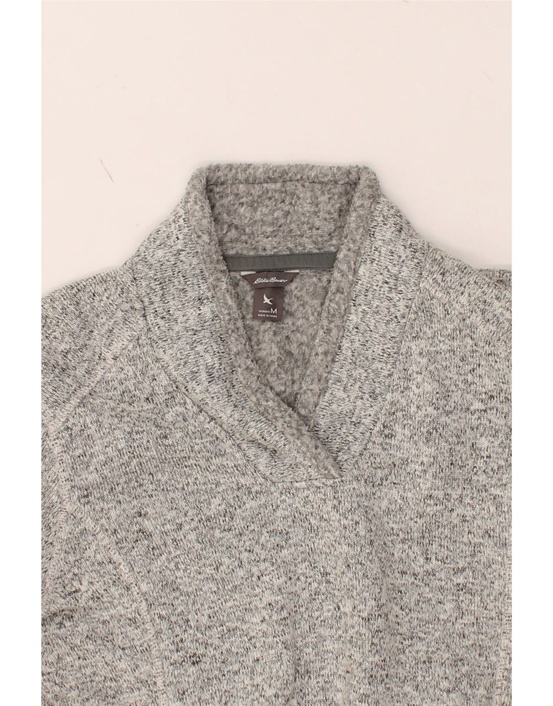 EDDIE BAUER Womens Shawl Neck Jumper Sweater UK 14 Medium Grey Flecked Vintage Eddie Bauer and Second-Hand Eddie Bauer from Messina Hembry 