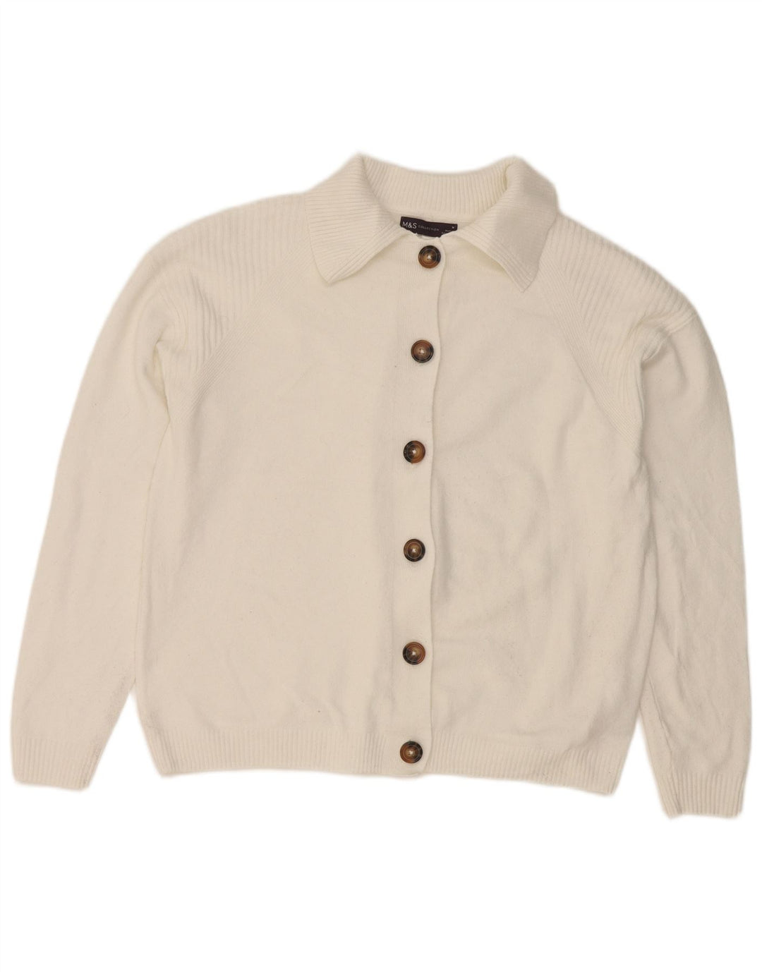 Pulover cardigan pentru femei Marks & Spencer UK 14 Poliester alb mediu