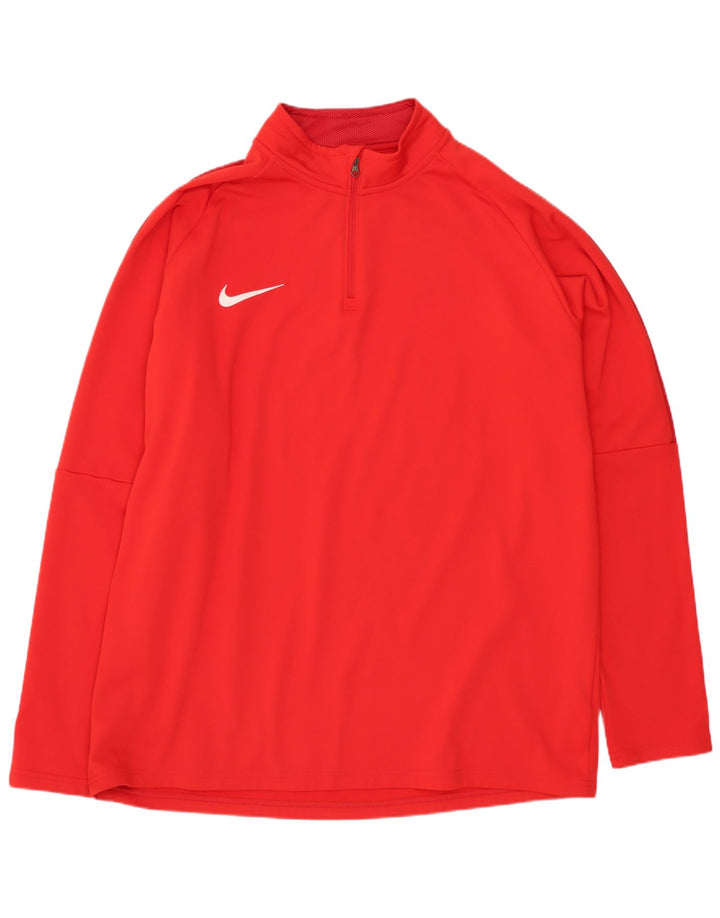 Top de trening pentru bărbați Dri Fit, cu fermoar și gât, poliester roșu XL