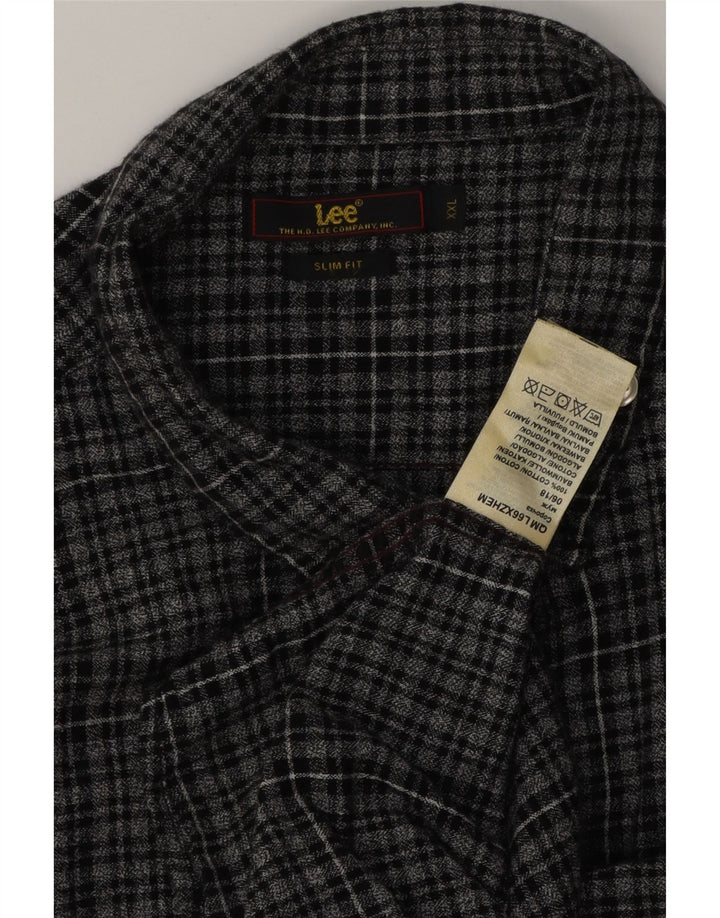 Cămașă de flanel pentru bărbați Lee, slim fit, 2XL, bumbac cu carouri bleumarin