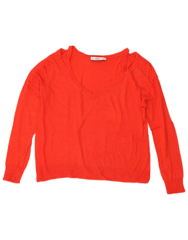 Pulover cu decolteu în V pentru femei Zara UK 14 Medium Red