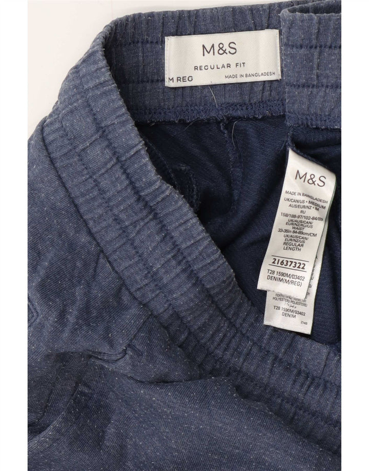 Pantaloni de trening pentru bărbați Marks & Spencer, de culoare normală, din bumbac albastru mediu