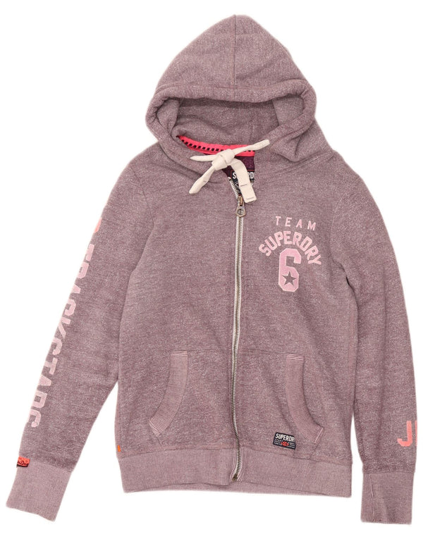 Pulover Superdry Graphic Zip pentru femei UK 12 Medium Purple Flecked