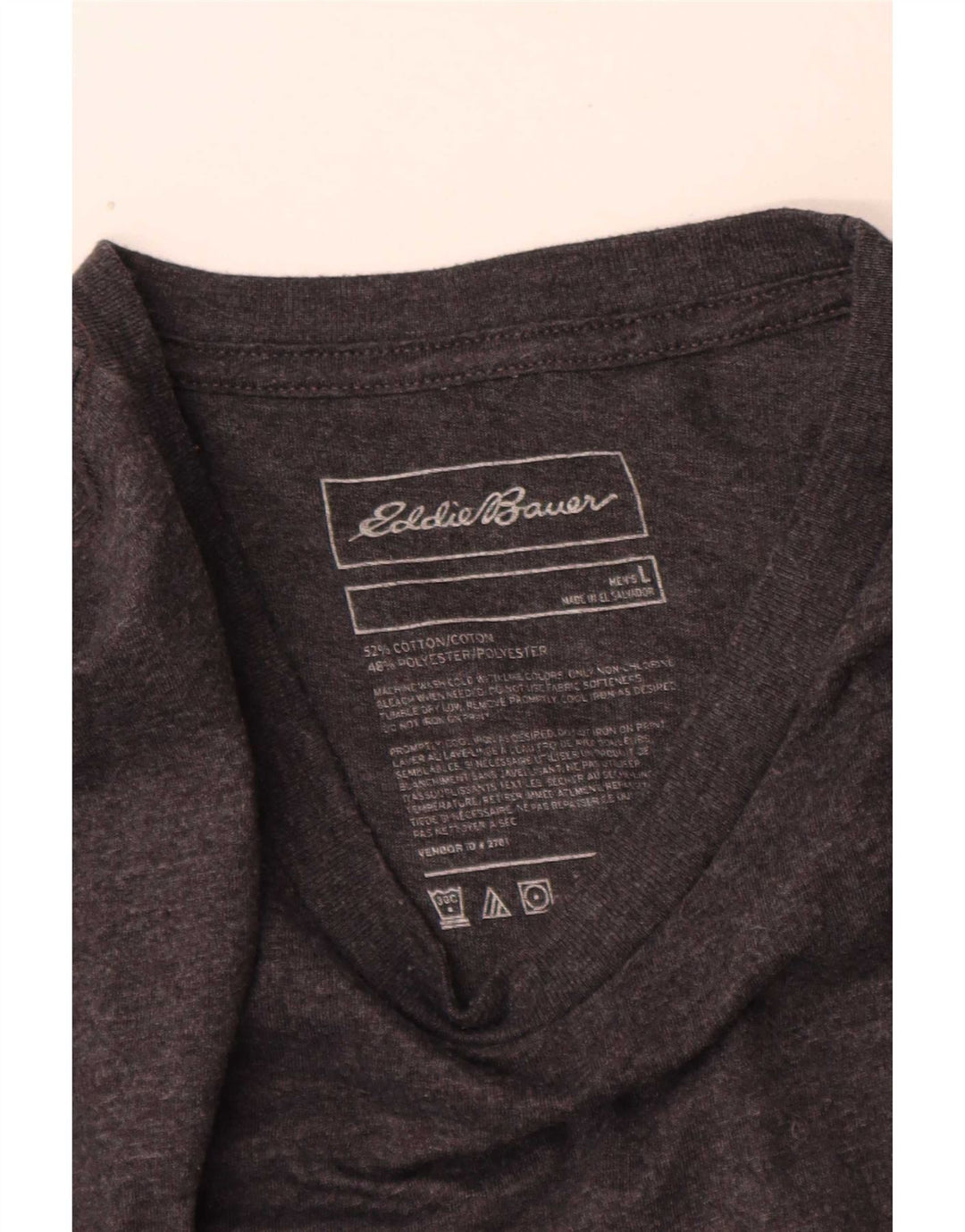 Eddie Bauer Top grafic pentru bărbați cu mânecă lungă mare, gri bumbac cu pete
