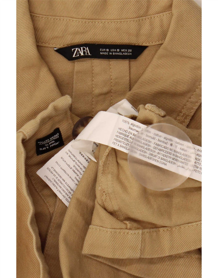 Jachetă utilitare supradimensionată pentru femei Zara UK 10 mic, bej, bumbac