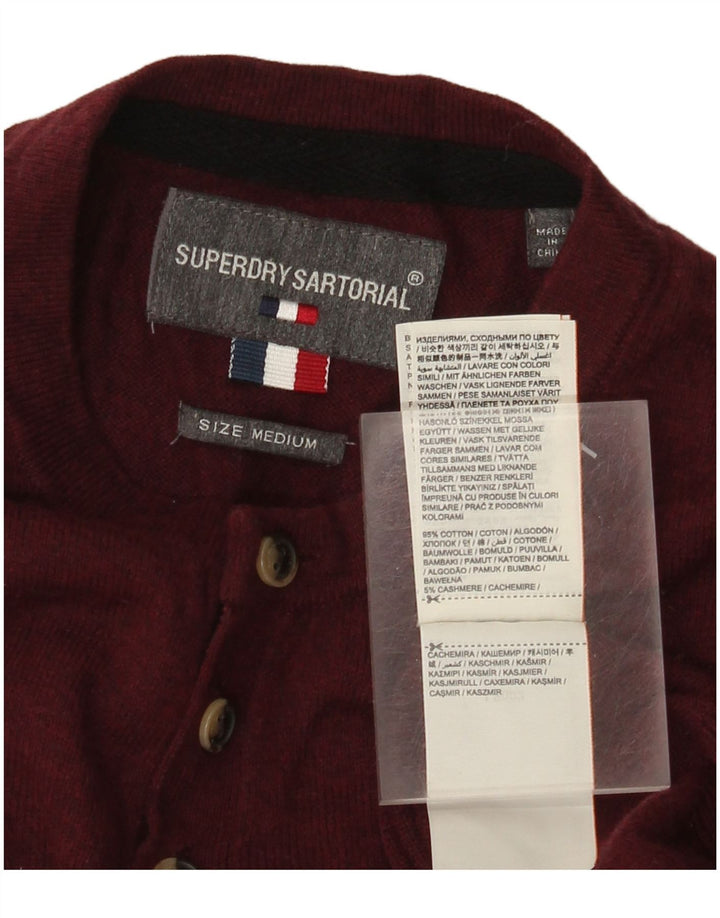 Pulover Superdry pentru bărbați, cu gât crew, bumbac mediu burgundă