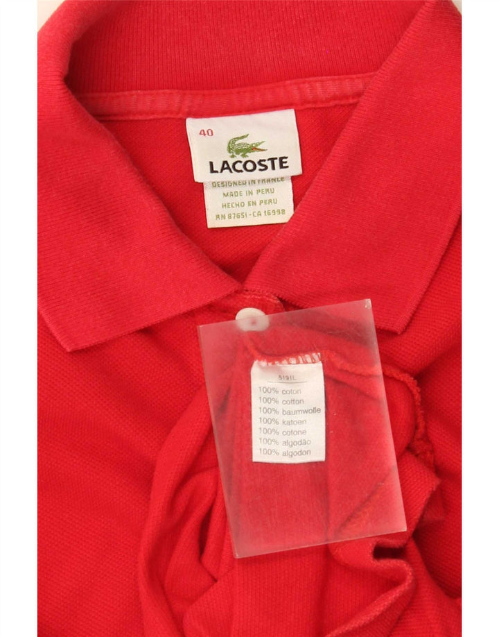 Tricou polo crop Lacoste pentru femei Mărimea 40 bumbac roșu mediu