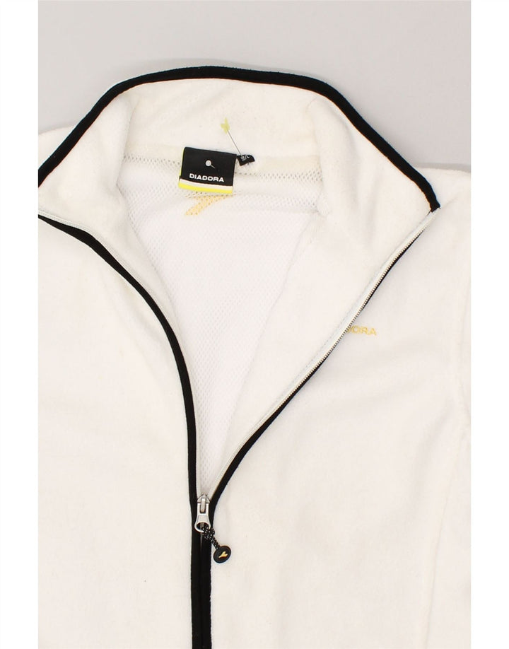 DIADORA Womens Tracksuit Top Jacket UK 14 Medium White Polyester | Vintage Diadora | Thrift | Second-Hand Diadora | Used Clothing | Messina Hembry 