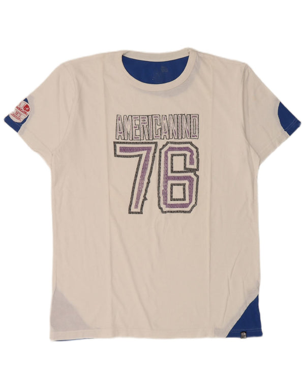 Tricou grafic pentru bărbați Americanino Top 2XL, bumbac color bloc alb