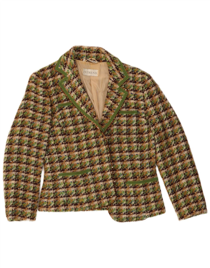Jachetă Blazer pentru femei Intrend UK 10 Lână virgină cu carouri mici, verde