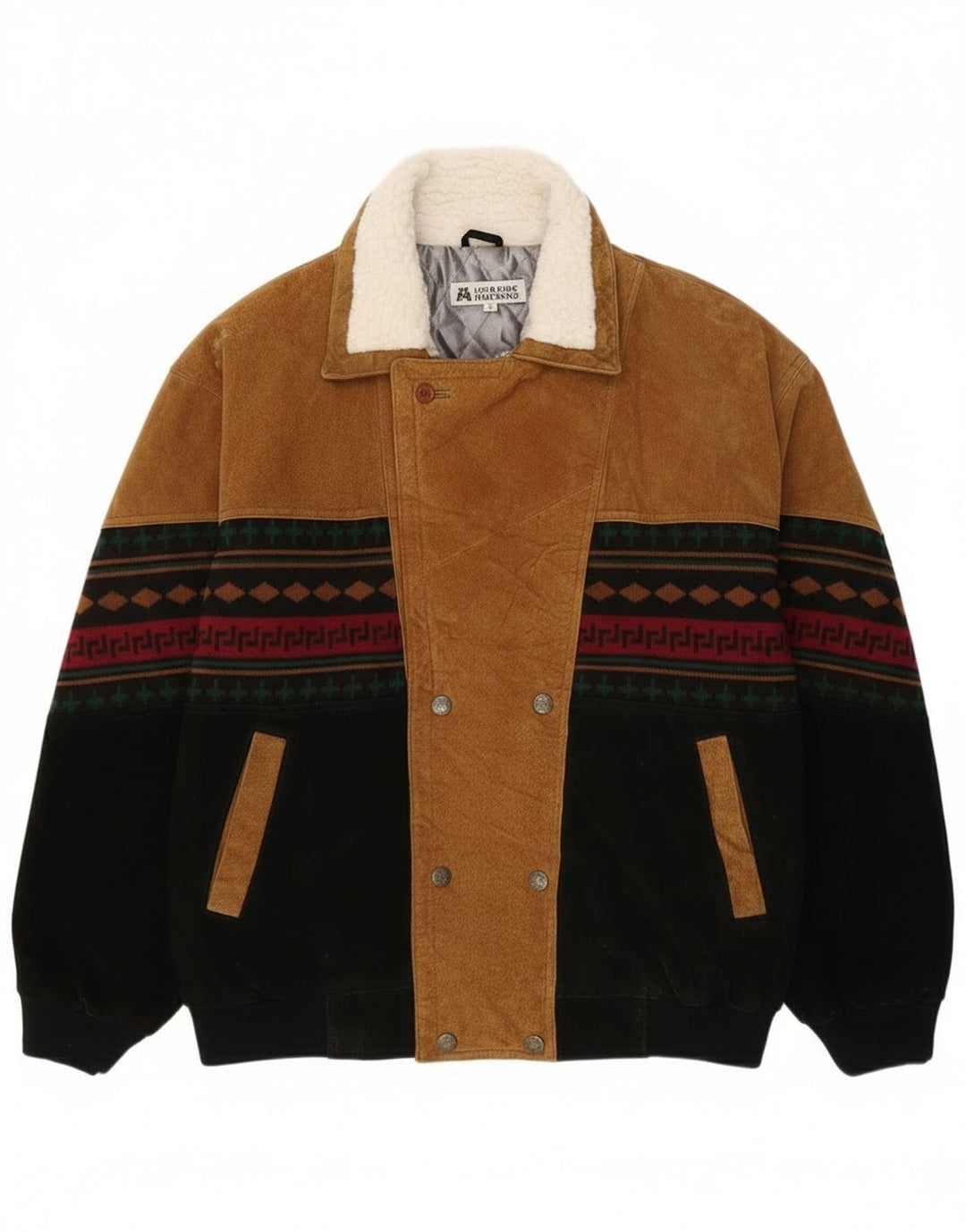 L'Homme Moderne Jachetă Bomber Windbreaker pentru bărbați UK 40 Large Brown Aztec