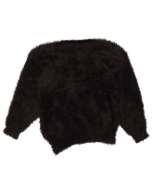 Pulover VINTAGE pentru femei cu decolteu rotund UK 14 Medium Black Colorblock