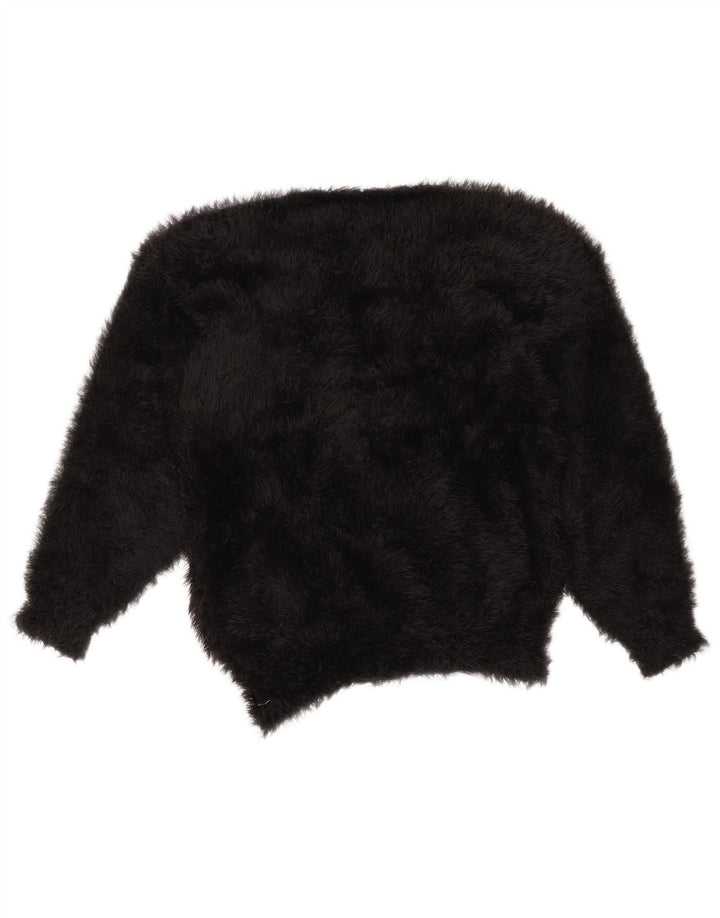 Pulover VINTAGE pentru femei cu decolteu rotund UK 14 Medium Black Colorblock