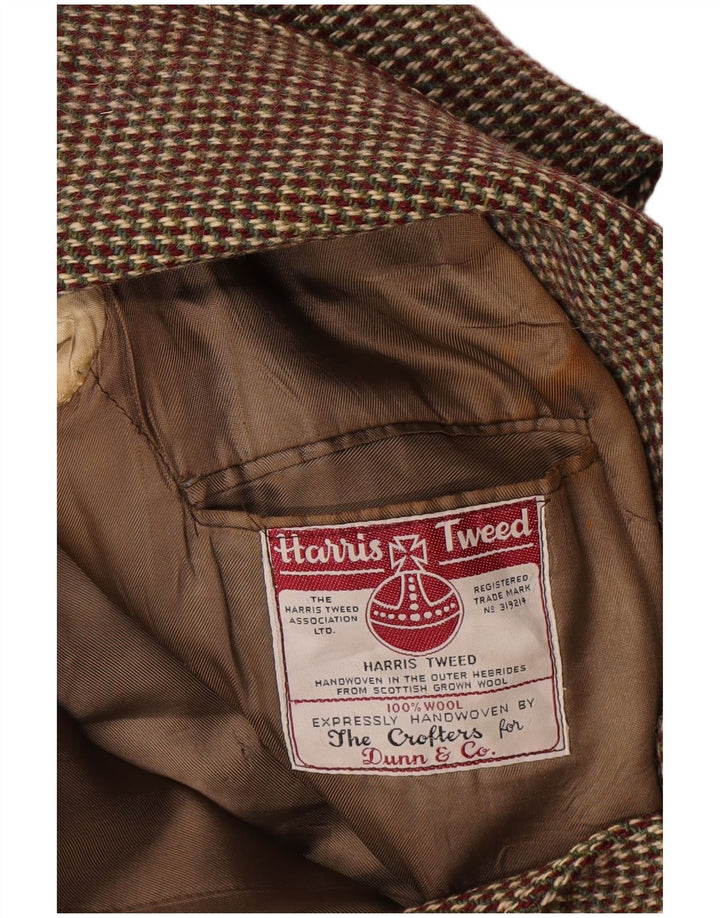 Jachetă pentru bărbați Harris Tweed cu 2 nasturi, UK 38, lână cu carouri maro mediu