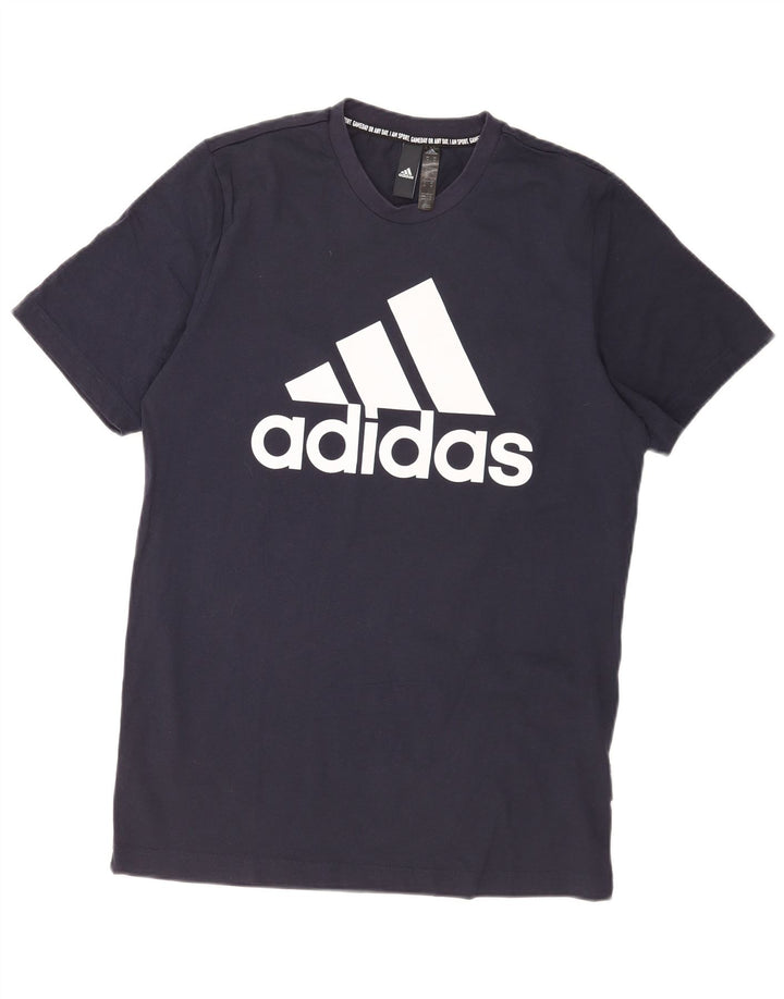 Tricou grafic pentru bărbați Adidas Top mediu din bumbac bleumarin
