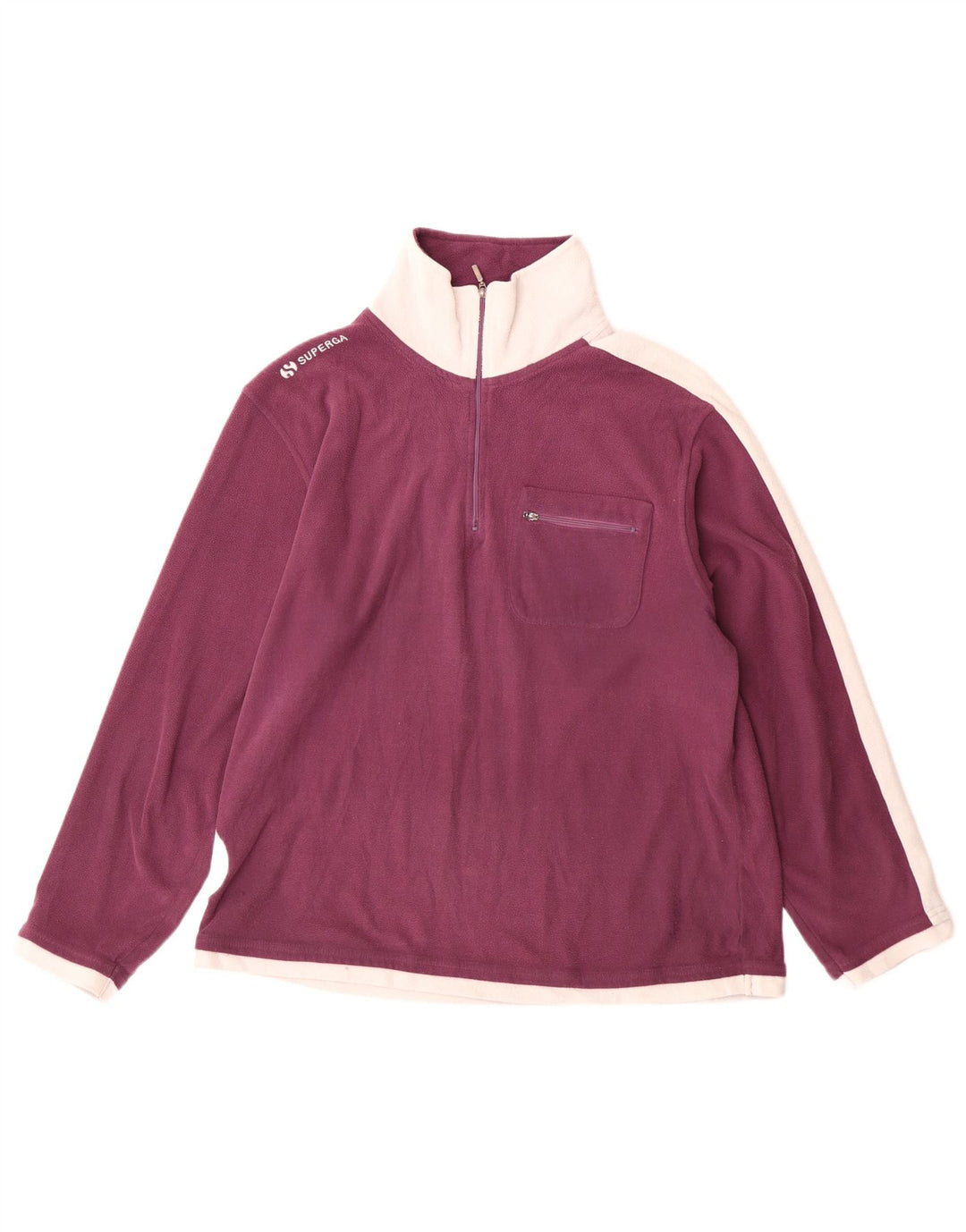 Pulover pentru bărbați Superga, cu fermoar și gât, fleece, mediu Burgundy