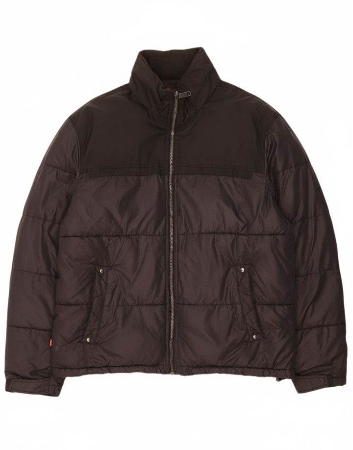 LEVI'S Mens Padded Jacket UK 40 Large Black Colourblock Polyamide