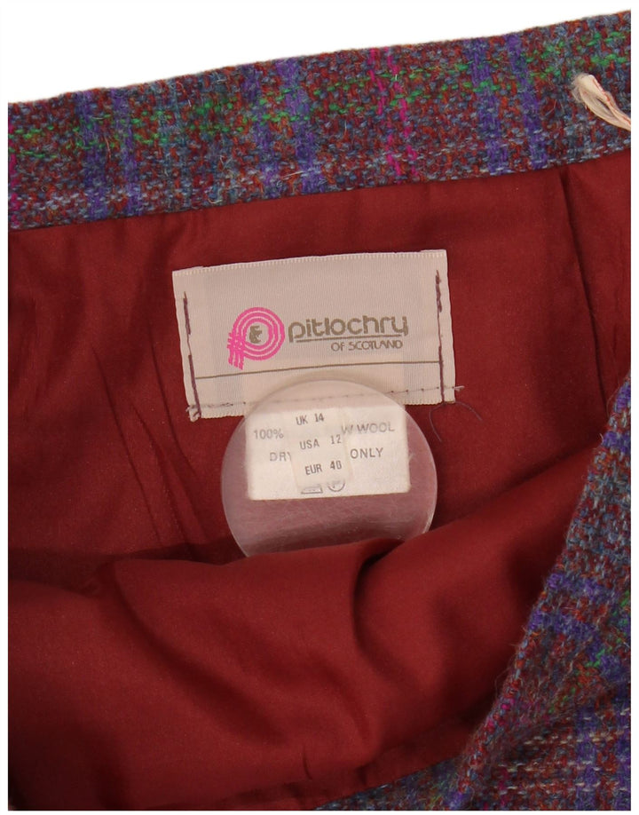Fusta Midi Pitlochry pentru femei UK 14 Medium W30 Lână cu carouri multicolore