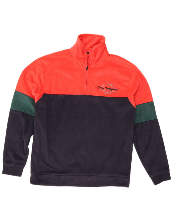 Pulover pentru bărbați Coveri, cu fermoar și gât, fleece, mediu multicolor
