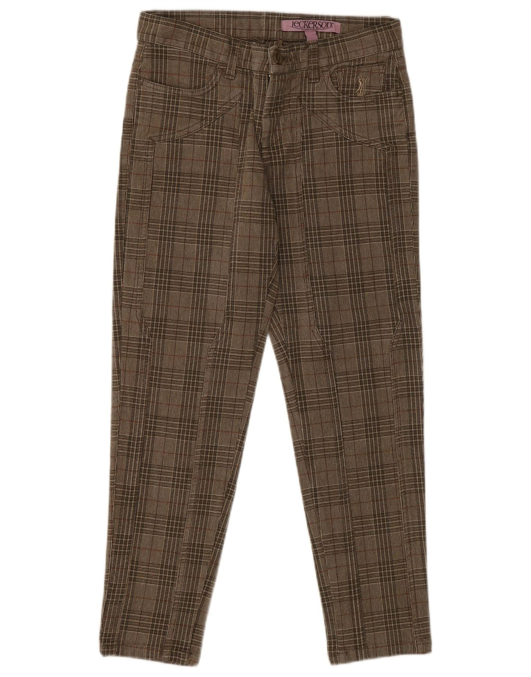 Pantaloni casual conici pentru femei JECKERSON L25 L25 bumbac maro check