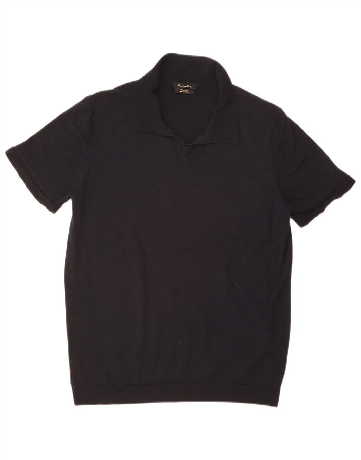Pulover cu gât polo Massimo Dutti pentru femei UK 14 Medium Bleumarin
