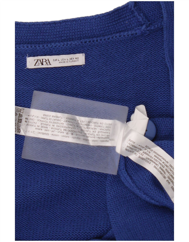 Pulover cardigan grafic pentru bărbați ZARA, mare, albastru, bumbac