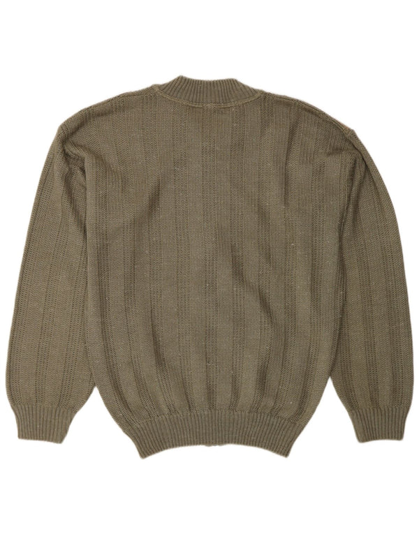 Pulover Cardigan Vintage pentru bărbați Mediu Kaki Acrilic Colorblock