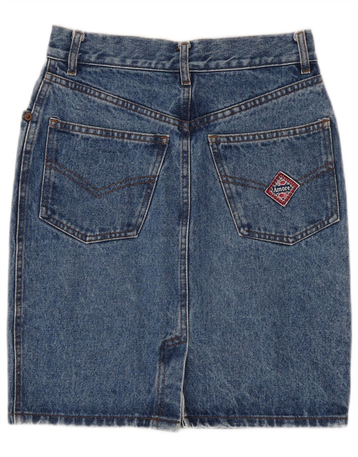Fusta de blugi vintage pentru femei W26 Bumbac albastru mic