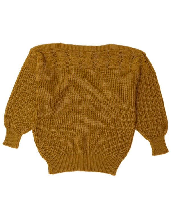 MONDI Womens Oversized Boat Neck Jumper Sweater EU 36 Small Khaki Wool