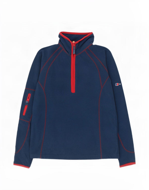 Jumper pentru femei Berghaus, cu fermoar și gât, din lână UK 10, albastru, color block