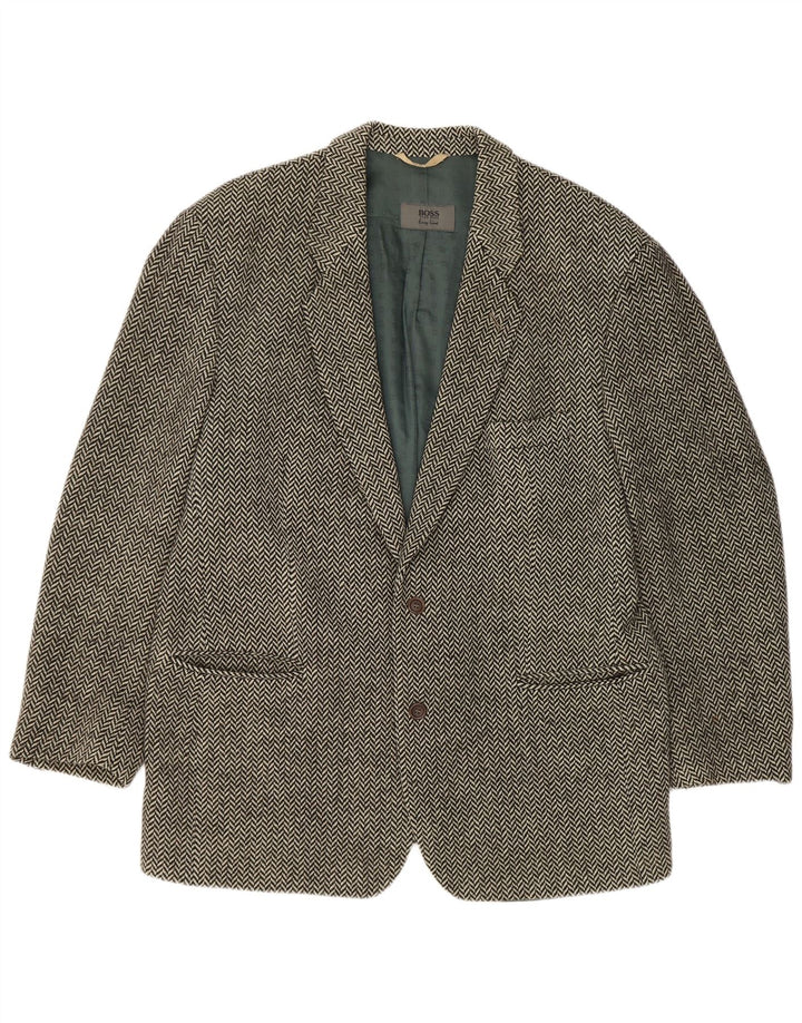Blazer pentru bărbați Hugo Boss cu 2 nasturi EU 56 3XL Black Herringbone