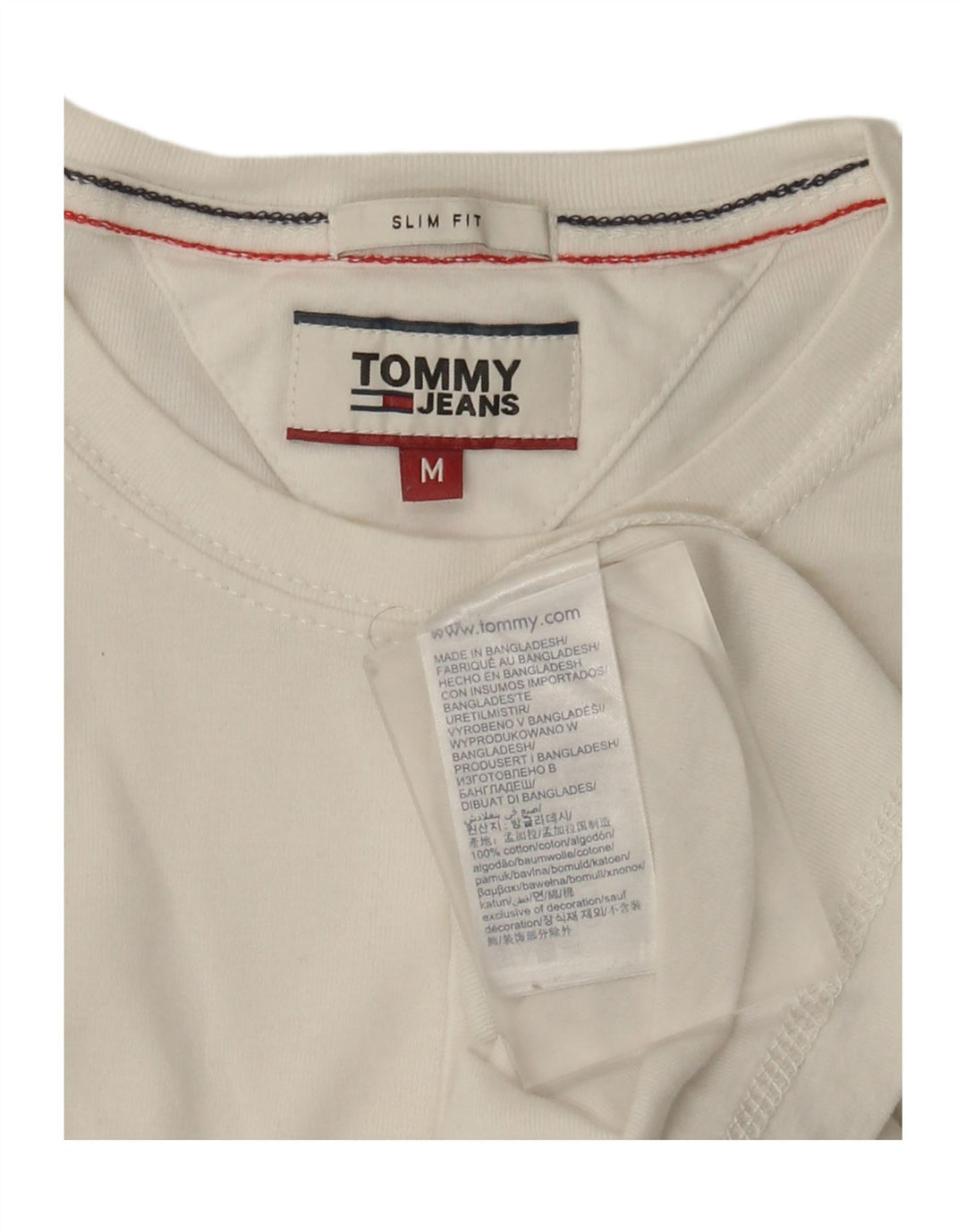 Tommy Hilfiger pentru bărbați, top slim cu mânecă lungă, bumbac alb mediu