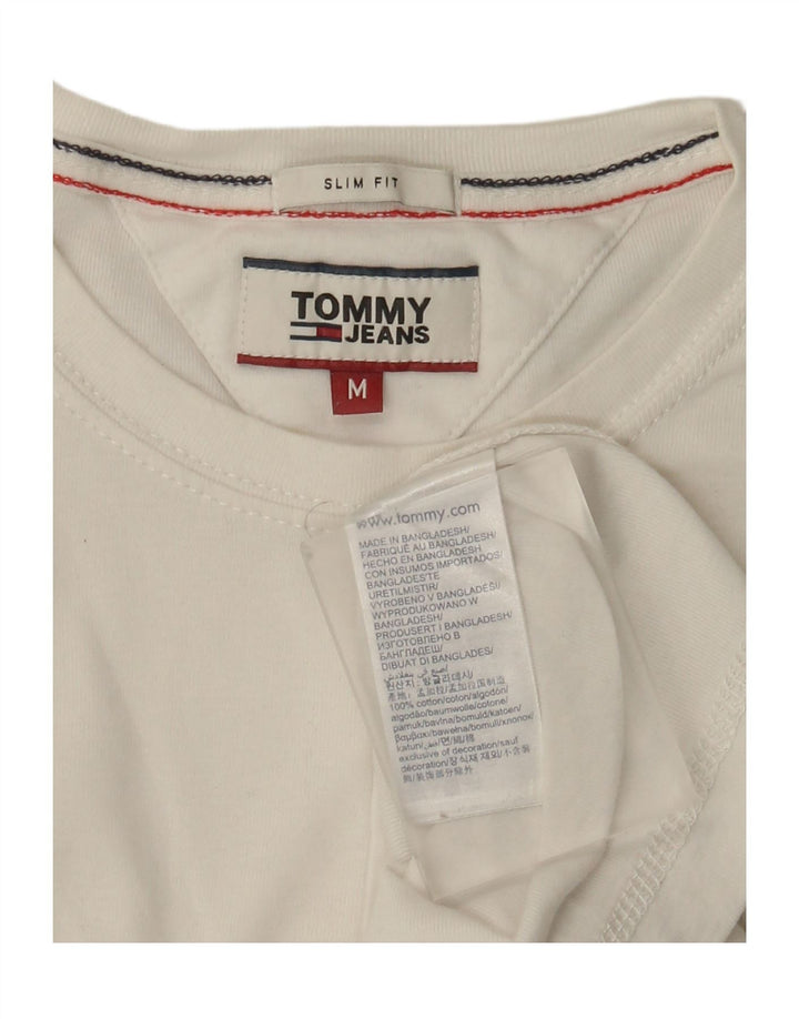 Tommy Hilfiger pentru bărbați, top slim cu mânecă lungă, bumbac alb mediu