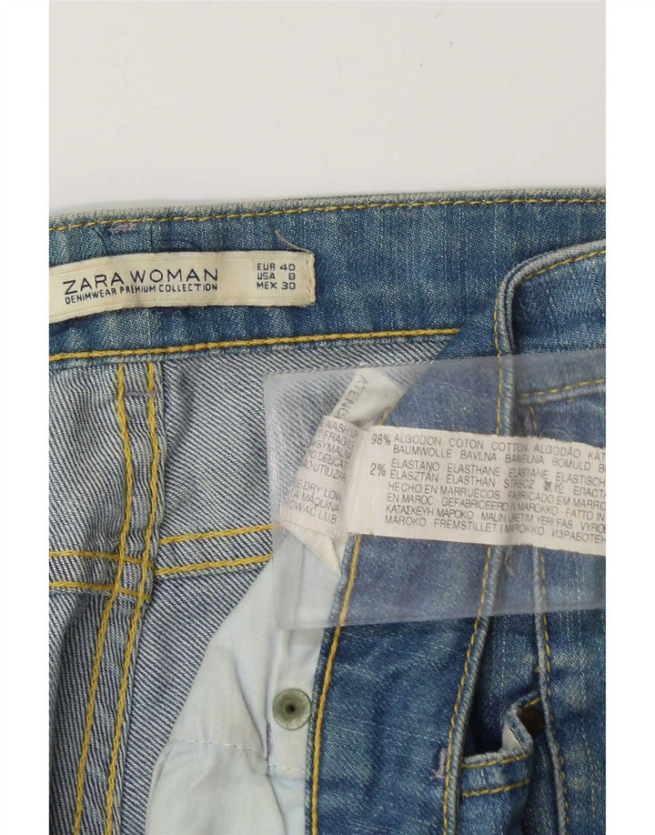 Blugi Distressed drepte pentru femei Zara EU 40 Medium L30 L29 Bumbac albastru