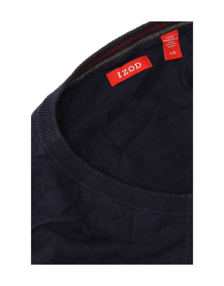 IZOD Mens V-Neck Jumper Sweater Large Navy Blue Cotton Vintage Izod and Second-Hand Izod from Messina Hembry 