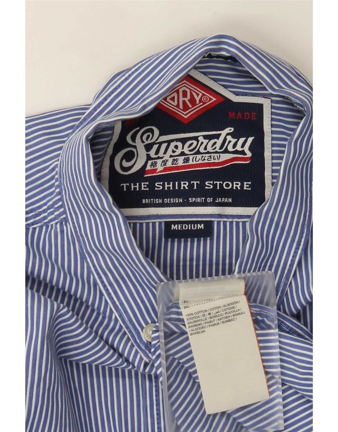 Cămașă pentru bărbați Superdry, bumbac cu dungi albastre medii