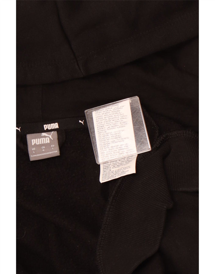Pulover PUMA cu capota cu fermoar grafic pentru femei UK 16, mare, negru, bumbac