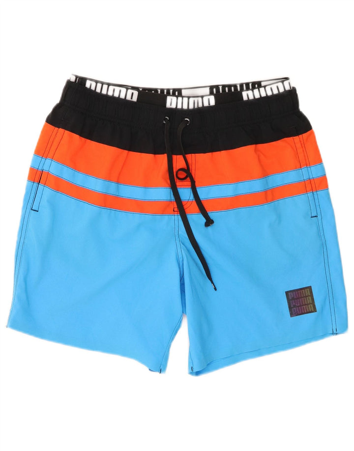 Pantaloni scurți de înot cu grafică Puma pentru bărbați, albastru mediu, poliester color bloc