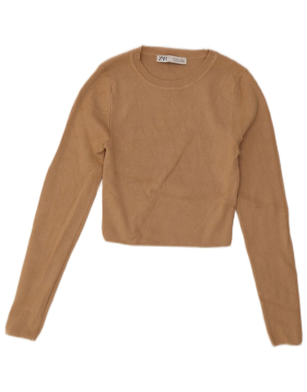 Pulover pentru femeie cu gât de barcă Zara UK 8 mic, bej, viscoză