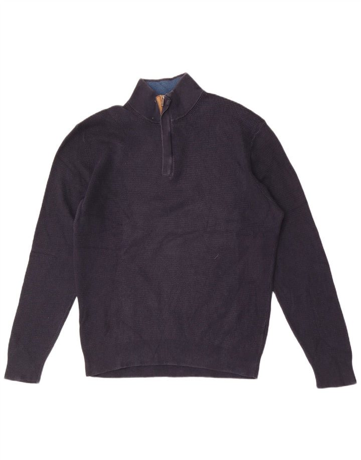 Pulover Massimo Dutti pentru bărbați, cu fermoar, cu gât, bumbac mare, albastru