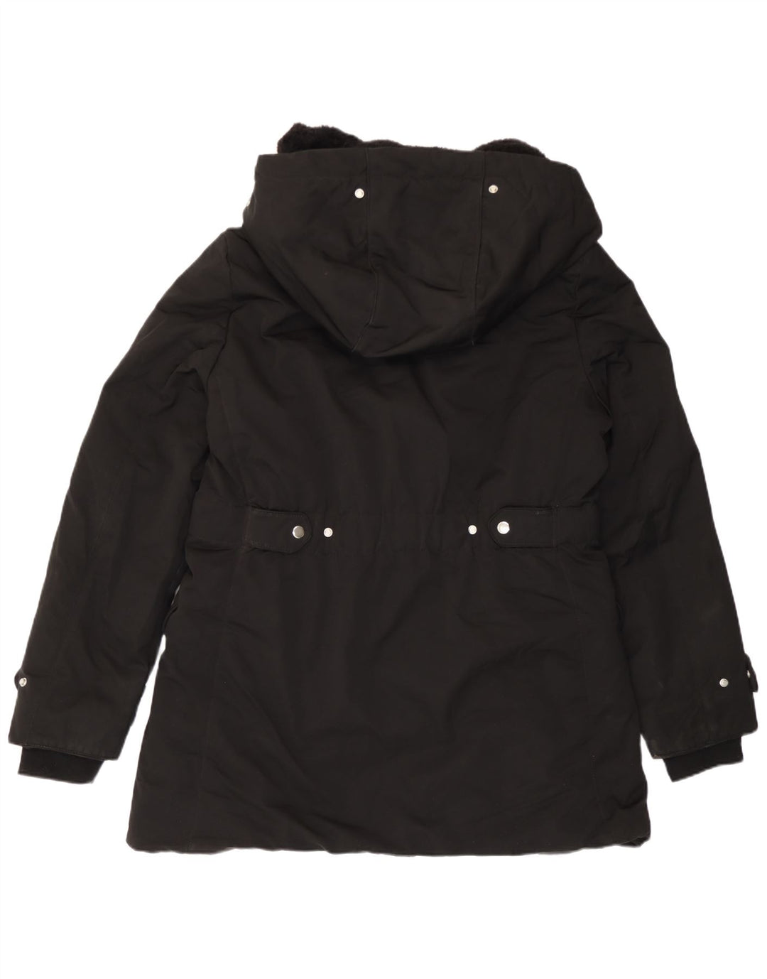 Jachetă parka cu glugă pentru femei Zara UK 18 XL poliester negru