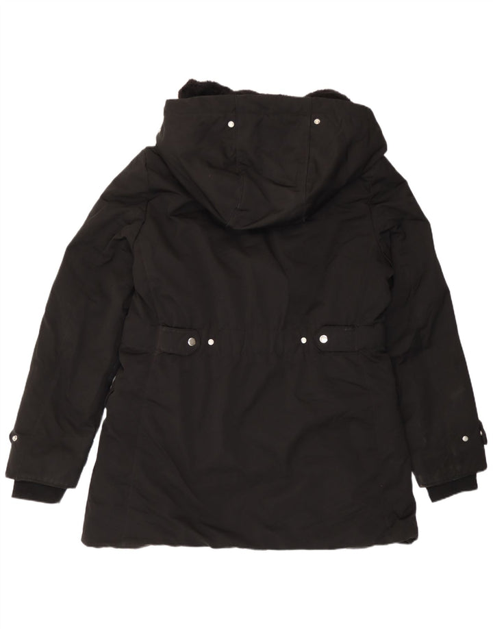 Jachetă parka cu glugă pentru femei Zara UK 18 XL poliester negru