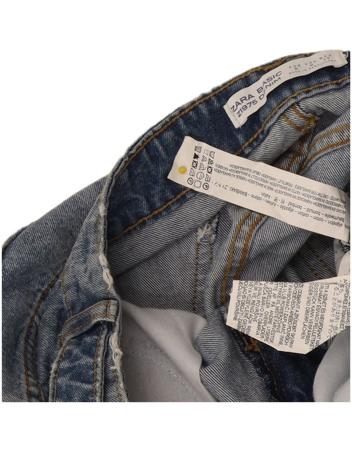 Fusta mini denim Z1975 pentru femei Zara Medium W32 Bumbac albastru