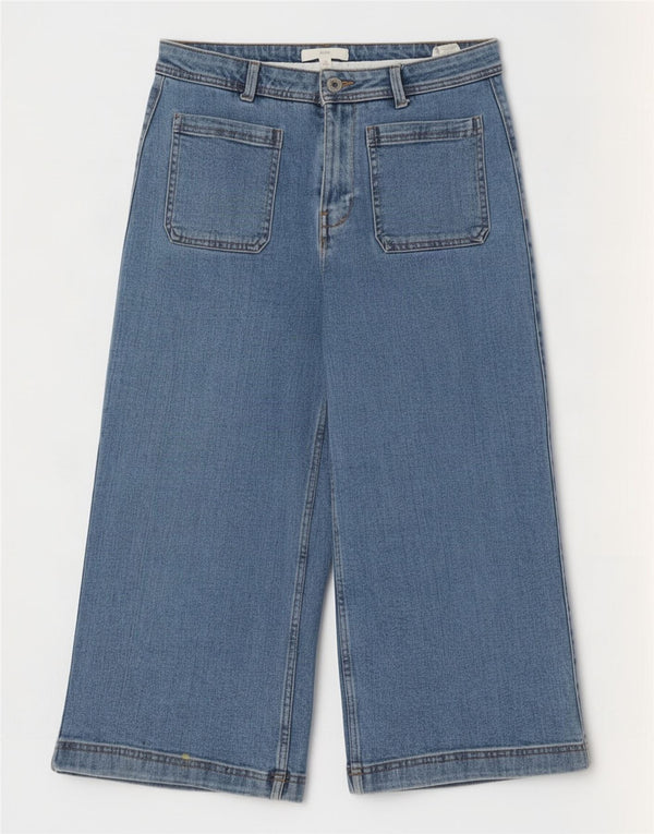 Marks & Spencer Blugi Capri pentru femei cu picioare largi UK 12 Medium W30 L21 Albastru