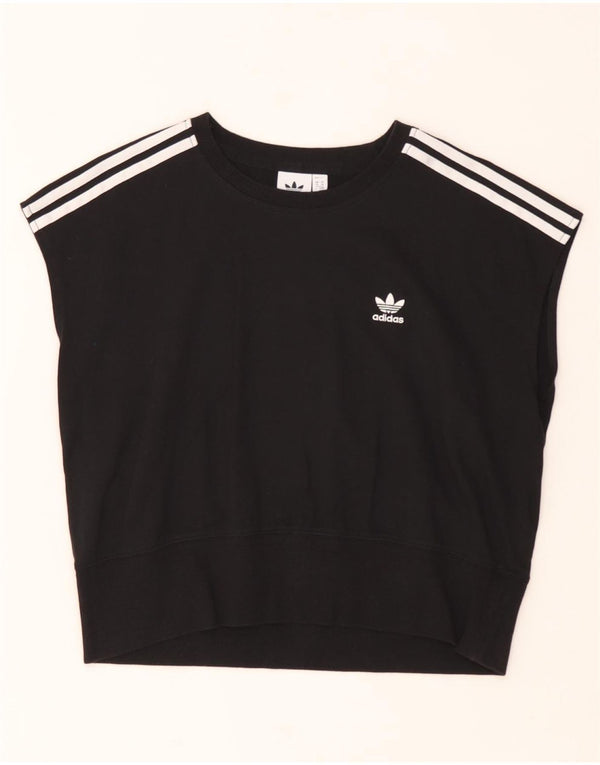 Pulover adidas cu mânecă scurtă pentru femei UK 14 mare bumbac negru