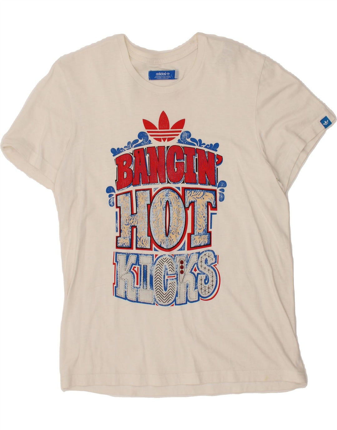 ADIDAS Mens Graphic T-Shirt Top Medium White Cotton Vintage Adidas and Second-Hand Adidas from Messina Hembry 