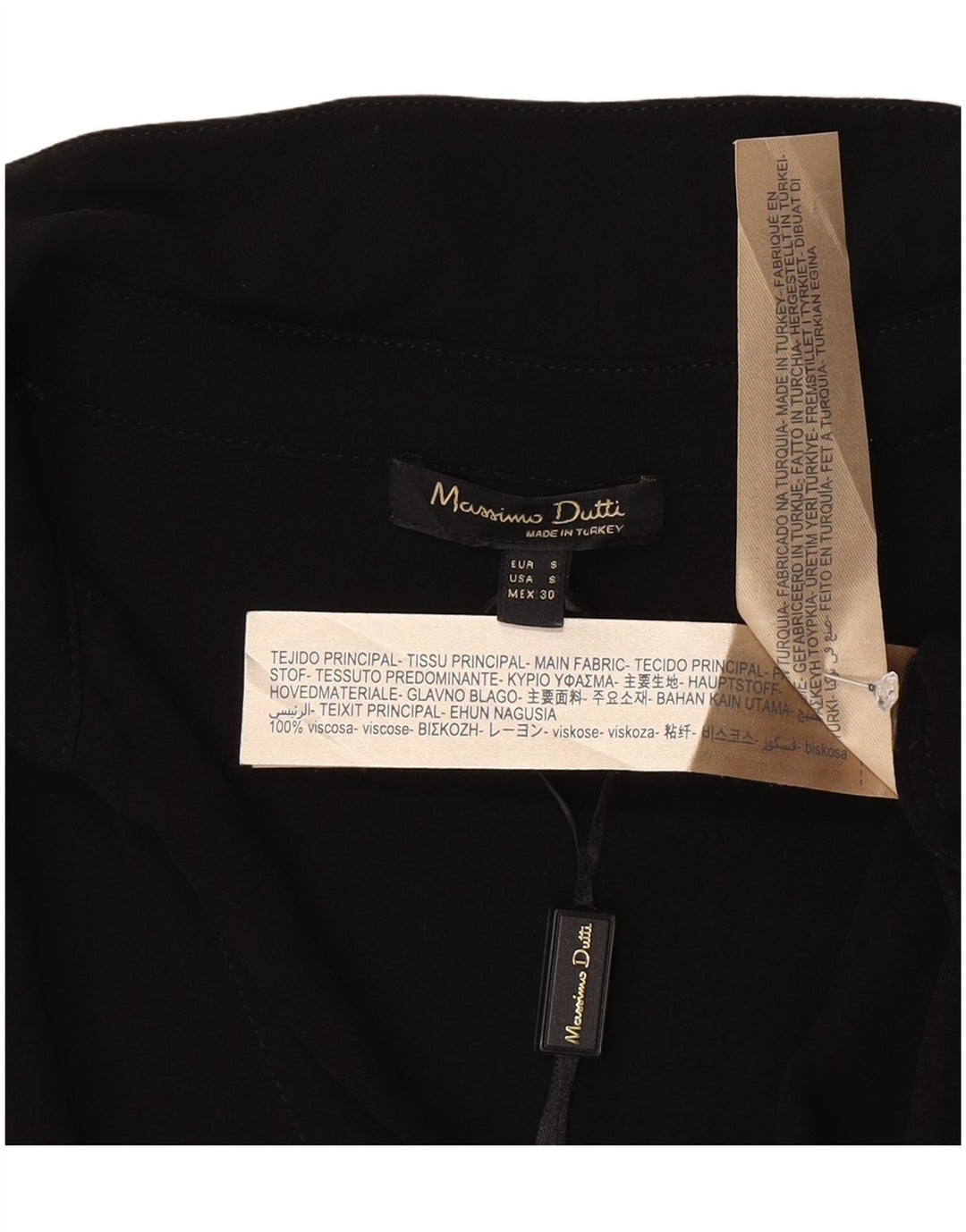 Bluză cu mânecă lungă pentru femei Massimo Dutti Top UK 10 Small Black Viscose