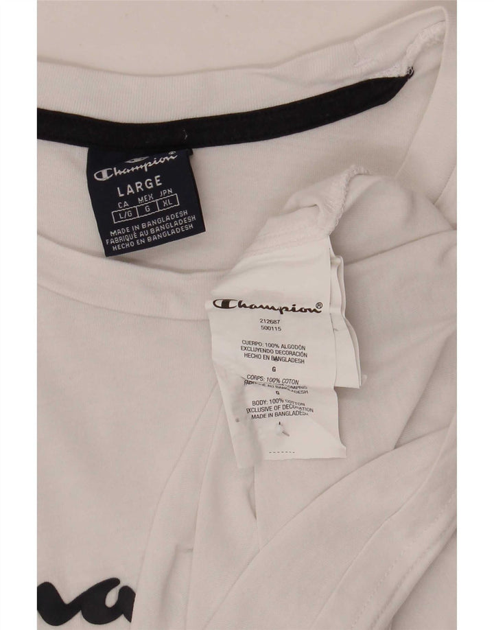Tricou grafic Champion pentru bărbați Top mare din bumbac alb