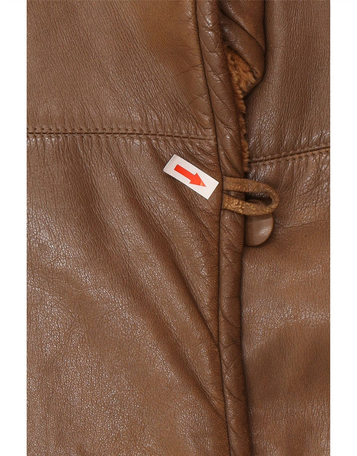 Palton de piele vintage pentru femei UK 14 piele maro medie