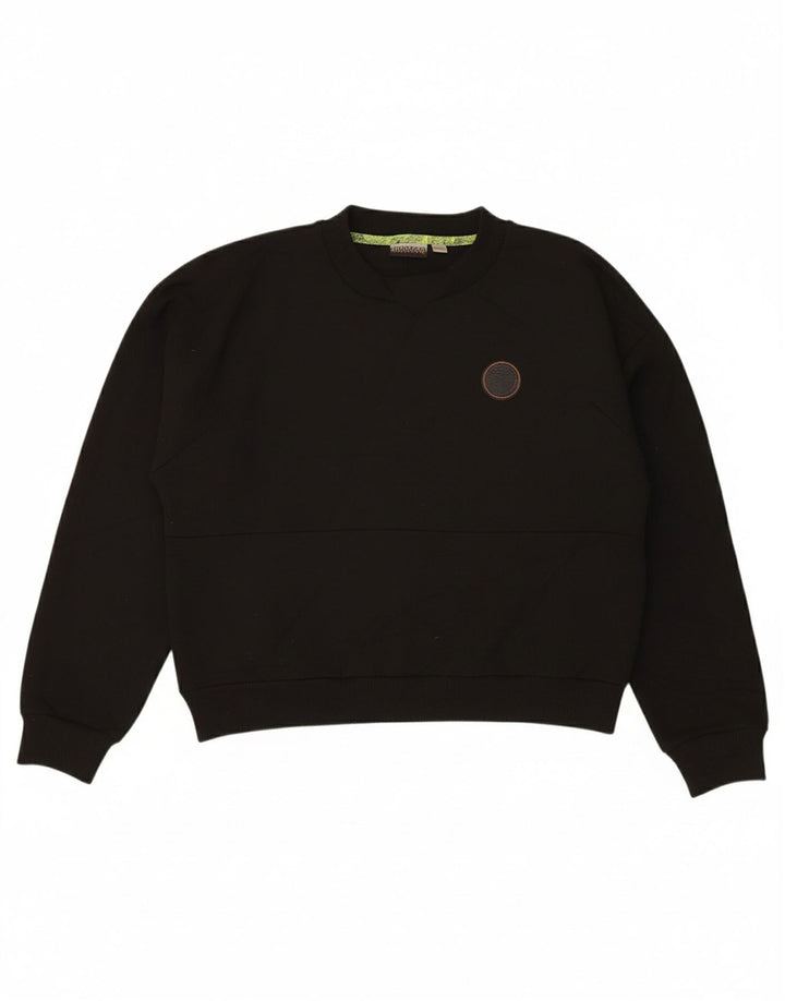 NAPAPIJRI Womens Oversized Crop Sweatshirt Jumper UK 10 Small Black